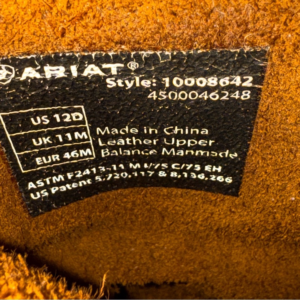 Ariat 12D Rambler Western Cowboy Work Boots Tread Earth Brown Steel Toe EUC Best - Picture 6 of 11